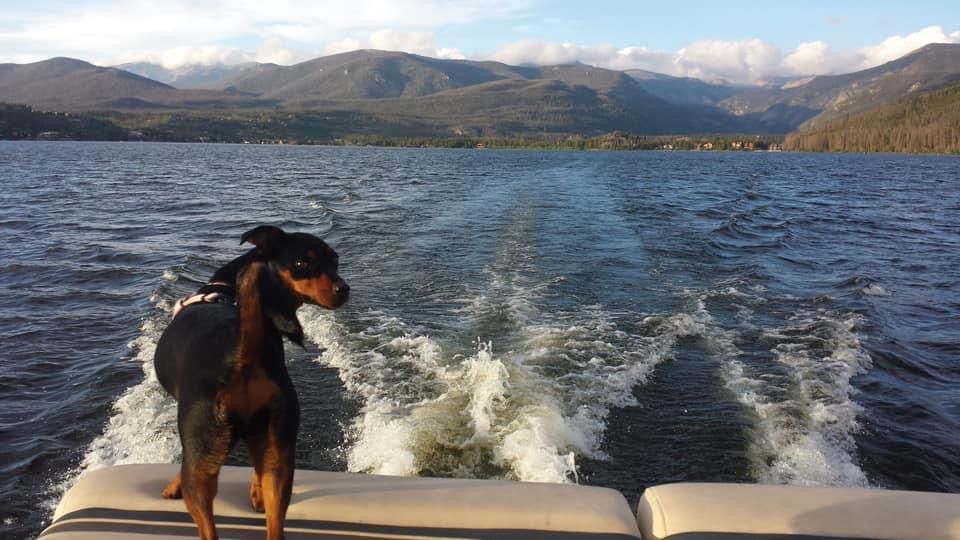 Out on the boat, Grand Lake